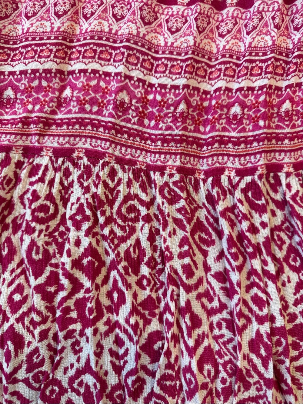J. Gee- Pink Floral Patterned Bohemian V-Neck Smocked Waist Midi Dress (SP) - Picture 4 of 10